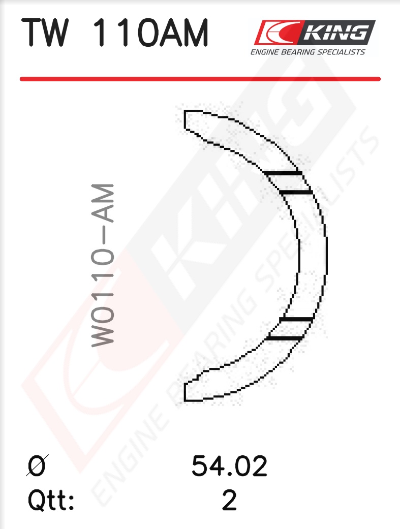 TW 110AM, Thrust Washer Set, crankshaft, KING, 13014-PD1-S20, 182076000700, 67341AF, Civic1.61.7, TW-327S