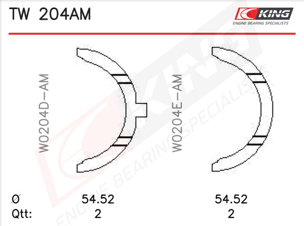 TW 204AM, Thrust Washer Set, crankshaft, KING, 12280-13200, A007/4STD, TW-105S