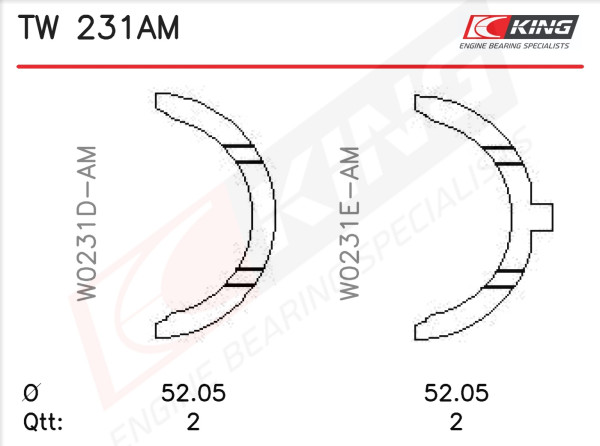 TW 231AM, Thrust Washer Set, crankshaft, KING, 11011-01011, A186/4STD, TW-401S
