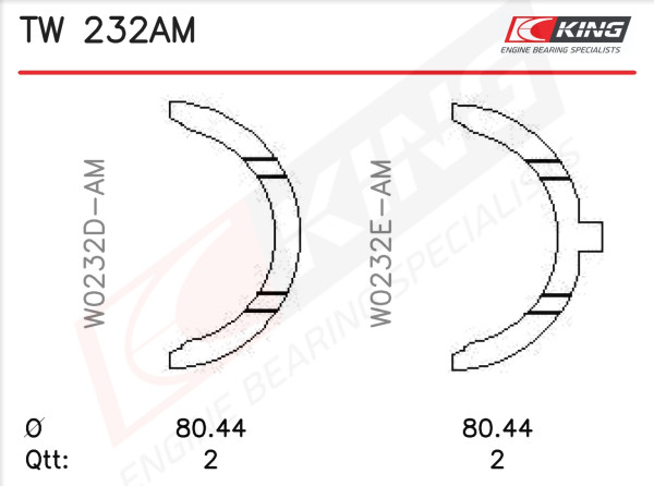 TW 232AM, Anlaufscheibensatz, Kurbelwelle, KING, 1728432, 81708116, A048/4STD, TW-120S