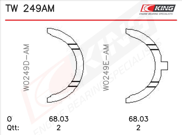 TW 249AM, Thrust Washer Set, crankshaft, KING, 11011-62021, TW-554S