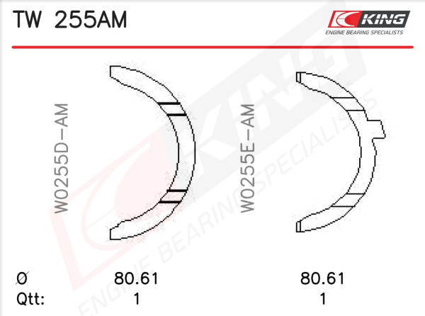 TW 255AM, Thrust Washer Set, crankshaft, KING, 1901181, 007AS20341200, A192/4STD