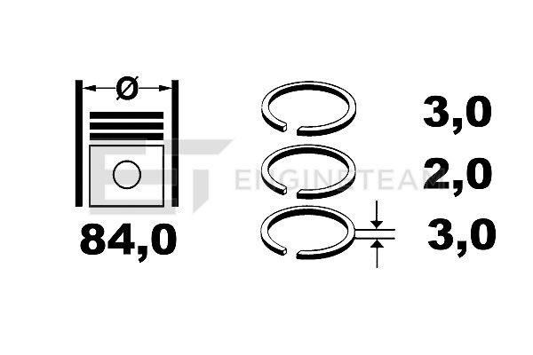 R1000300, Sada pístních kroužků, Sada píst.kr.(1) 2,0 16V, ET ENGINETEAM, Rover 75 2,0CDT M47 204 D1/M47 D20/M47 R 1999-2005, 11257787083, 08-114400-00, 08318N0, 9-0738-00