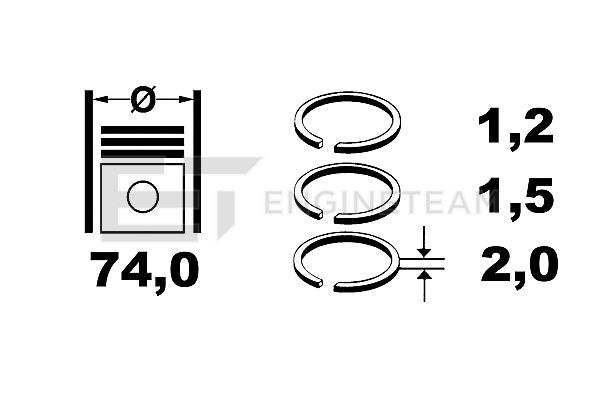 R1002300, Piston Ring Kit, ET ENGINETEAM, 800038340000, 9-2164-00