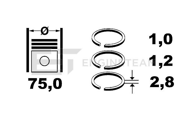 R4000200, Piston Ring Kit, ET ENGINETEAM, 08-433700-00