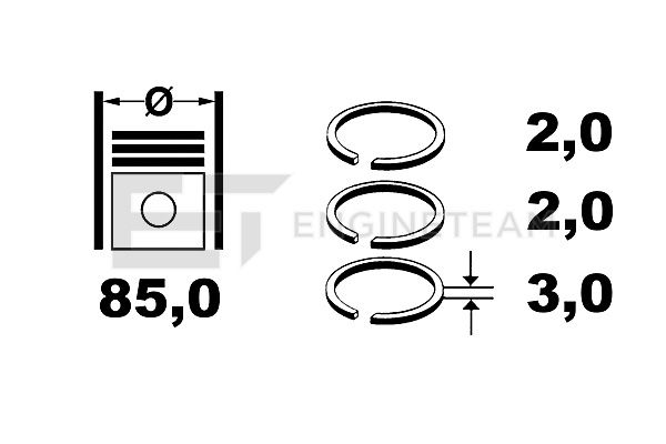 Piston Ring Kit - R4001200 ET ENGINETEAM - 13011-RMA-E01, 13011-RSR-E01, 13021-RMA-E01