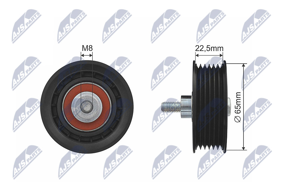 RNK-CT-010, Deflection/Guide Pulley, V-ribbed belt, NTY, CITROEN JUMPER; FIAT DUCATO, FORD TOURNEO CUSTOM, TRANSIT, TRANSIT CUSTOM, TRANSIT TOURNEO, PEUGEOT BOXER 2.2D 04.06-, 1372398, 1608024880, 1611423480, 1496244, 1609010680, 9658142480, 1731729, 5751.F0, 6C1Q19A216AA, 9678325280, 6C1Q19A216AB, CC1Q19A216DA, 532047710, 55291, GA359.32, T0466, T36456, VKM34701