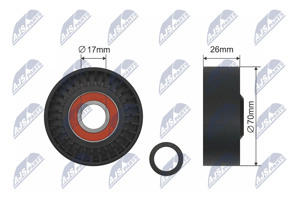 RNK-DW-013, Tensioner Pulley, V-belt, NTY, SSANGYONG ACTYON I, ACTYON SPORTS I, KORANDO, KYRON, REXTON / REXTON II, RODIUS I 2.0D/2.7D 08.04-, 66520-00070, 66520-00170, 66520-00270, 66520-00370, 6652000070, 6652000170, 6652000270, 6652000370, 03.81105, 0-N2226, 13SS003, 1488-002, 15-3750, 1570434, 16577, 534029710, 54-0939, 541V0029, 57506, 654755, 8641443001, 88144, A08020, ADG096510, DTP-7509, E20013BTA, FI20050, GA385.04, J1140400, QF33A00035