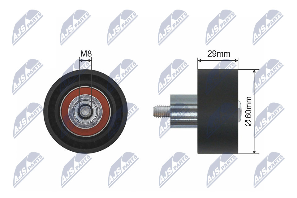 RNK-FR-028, Deflection/Guide Pulley, timing belt, NTY, FORD COUGAR, FOCUS, MAVERICK, MONDEO II, TOURNEO CONNECT, TRANSIT CONNECT; MAZDA TRIBUTE 1.6/1.8/2.0 08.96-, 1095025, YF09-12-730, 1213852, YF71-12-730, XS7G6M250AA, XS7G6M250BA, 03-40388-SX, 03.80117, 0-N291, 15-0772, 15177, 1987949890, 2213501, 24750, 313D0052, 45-03-346, 45346, 50030044, 532018710, 54-0193, 55228, 555UT, 651777, 7519022002, 864616207, ADM57643C, ATB2280, BE-346, DID-4520, FU13102