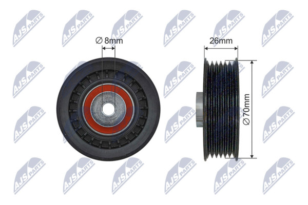 RNK-ME-073, Deflection/Guide Pulley, V-ribbed belt, NTY, MERCEDES VITO AUTOBUS (W638) 96-03, 6012000770, A6012000770, 140-22