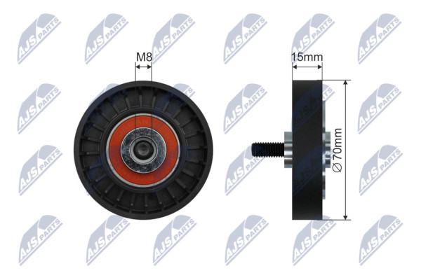 RNK-RE-048, Deflection/Guide Pulley, V-ribbed belt, NTY, RENAULT CLIO II 1.4, 1.6 98-05, KANGOO 1.4 97-, 7700274218, 7700869684, 45-07