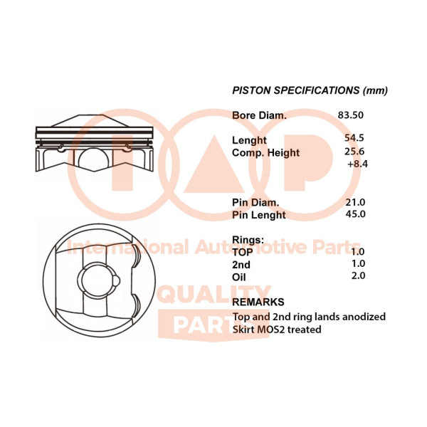 Piston with rings and pin - 100-11112 IAP QUALITY PARTS - PEY111SC0, PEY1-11-SC0, PEY211SA0