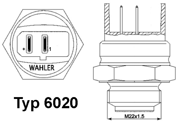 Temperature Switch, radiator fan - 6020.92D BorgWarner (Wahler) - SE021952600A, 11964, 6ZT007801021