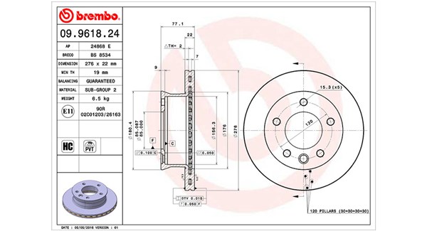 Диск тормозной MB передний Optimal
