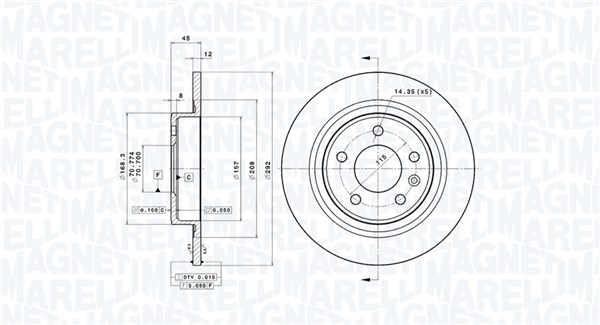 Brake Disc - 360406107601 MAGNETI MARELLI - 13502137, 13502139, 569071 ...
