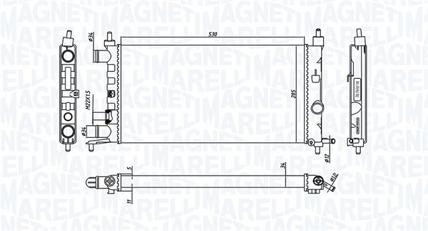 Radiator, engine cooling - 350213776000 MAGNETI MARELLI - 1300173 ...