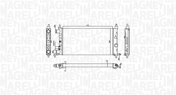 Radiator, engine cooling - 350213776000 MAGNETI MARELLI - 1300173 ...