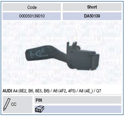 Steering Column Switch - 000050139010 MAGNETI MARELLI - 4E0953521, 4E09535214PK, 4E0953521B