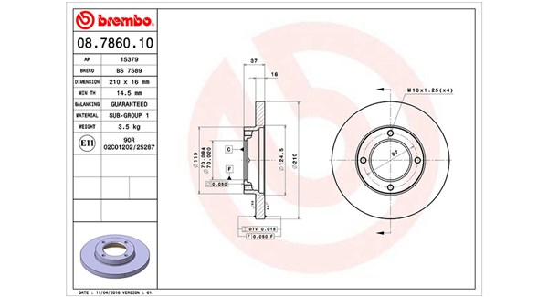 360406019500, Bremsscheibe, MAGNETI MARELLI, 4351287519, 4351287523, 95551384, 4351287519000, 43512-87523, 4351287523000, 4351287Z02, 4351287Z02000, 43512-87Z02, 43512-87Z02-000, 08.7860.10, 0986479U96, 14.0141, 15379, 16324, 54126, 57790, 60-06-696, 6770.00, 92112600, BDA1763.10, BDC4863, BG2797, BS4863, BS7589, DDF450, DF4124, DF657, DI-696, DSK305