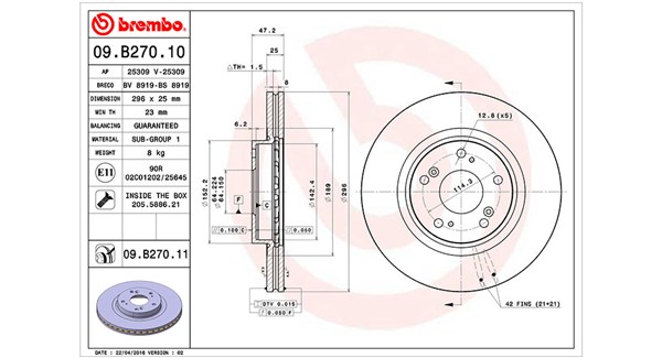 360406115800, Bremsscheibe, MAGNETI MARELLI, 45251TL1G00, 45251TL1G01, 0986479744, 09.B270.10, 202649, 24012502111, 25309, 280317620, 425211, 54950, 92195000, BDR2556.20, BG4224, BS8919, DDF1775, DF6432S, MDC2122, 280317652, 312649, 986479744, DDF1775C
