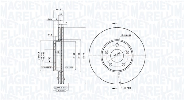 360406005401, Brake Disc, MAGNETI MARELLI, 1223663, 1364548, 274509, 6M512C375AA, 1223665, 1771580, 2745090, 1253729, 31262718, 1253730, 6M512C375AB, 1320352, ED8C1125AA, 1373369, ED8C1125AB, 1469082, ED8C1125AC, 1501058, JD8C1125AA, 1501069, 1575734, 1734696, 3M512C375A1D, 3M512C375AA, 3M512C375AB, 3M512C375AC, 3M512C375AD, 7M511125FA, AV611125BA, AV611125BB