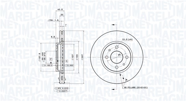 360406029401, Bremsscheibe, MAGNETI MARELLI, 0000051896288, 1606321980, 46401356, 1618879780, 46831041, 51896287, 424973, 424974, 46542383, 51896288, 52015293, 4249E5, 71739640, 4249L2, 5154237AA, 52063172, 59064264, 0833553, 09.5843.11, 0986478639, 16422, 186590, 202336, 230236520, 230407, 24012201971, 24032201971, 24584, 51811, 562178B