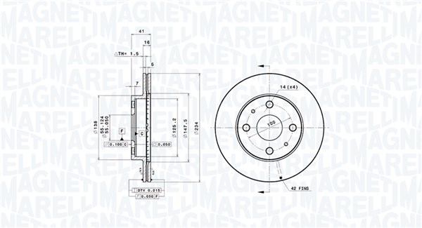 360406132201, Brake Disc, MAGNETI MARELLI, 4351297201, 43512B1050, 43512B1050000, 4351297202, 43512B1040, 43512B2040000, 43512B2112, 4351297202000, 43512B2111, 0986479592, 09.A236.11, 24011601301, 25060V, 55856, 92285603, BV8681, DDF1394, DF4887, MDC2806C, 416130, DDF1394C