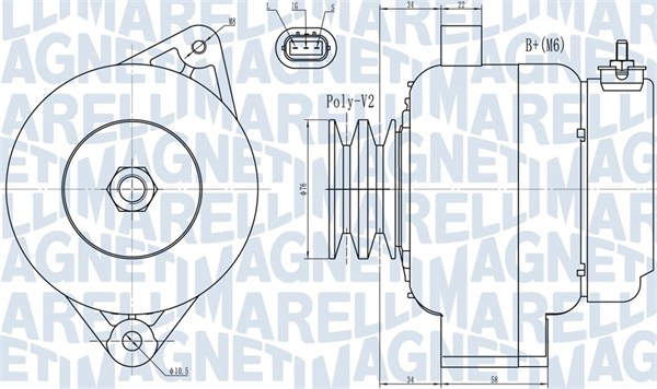 063731724010, Generátor, Generátor, MAGNETI MARELLI, 2706017230, 27060-17230, 27060-17285, 101211-7870, 195546120, 2040218.0, 284854, 401724RI, 5351211202, 8EL738143-001, 9090365, 930118, CAL40218, JA1724IR, LEA0681, 101211-7871, 28-4854, CAL40218AS, LRA02352, 101211-7872