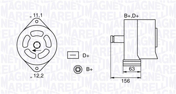 063320025010, Alternator, MAGNETI MARELLI, 0000005990966, 42498163, 4220357, 4808521, 11201055, 553017RI, 72735368, CAL30600, 553017RIM, AAK1110, CAL30600GS, MG0369, IA0055, MG369