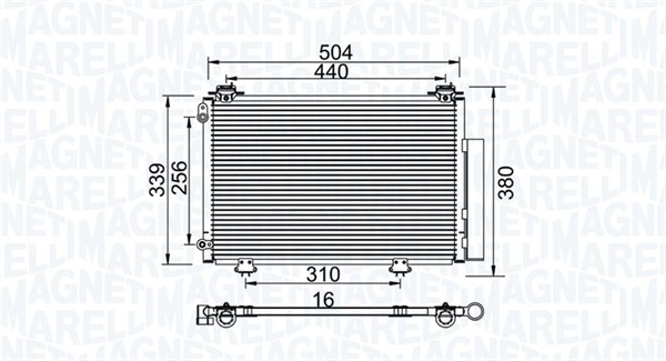350203736000, Condenser, air conditioning, MAGNETI MARELLI, 88450-0D020, 88450-0D021, 88460-52020, 0815.3007, 35333, 53005267, 53324, 817674, 8FC351300-261, 94581, DCN50060, TO5267D