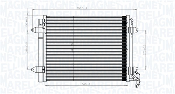 Condenser, air conditioning - 350203833000 MAGNETI MARELLI - 5N0820411C, 5N0820411D, 5N0820411E