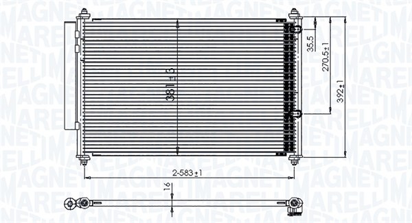 350203850000, Condenser, air conditioning, MAGNETI MARELLI, 88460-0D220, 88460-52170, 0815.3061, 350356, 43664, 53005665, 822595, 940489, DCN50058, TO5708D