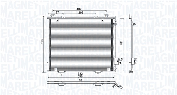 350203889000, Condenser, air conditioning, MAGNETI MARELLI, A2108300270, A2108300570, 08062073, 30005232, 35228, 40636, 817252, 8FC351036-761, 94285, DCN17017, MS5232