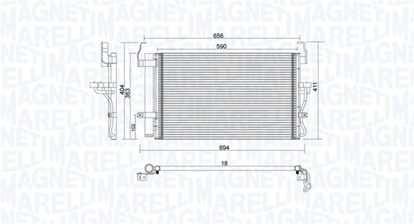 350203894000, Kondenzátor, klimatizace, Kondenzátor, klimatizace, MAGNETI MARELLI, 97606-2D000, 97606-2D500, 0828.3046, 1.31.3084.PD, 35474, 43149, 814264, 82005092, 8FC351302-351, 94448, HY5092D