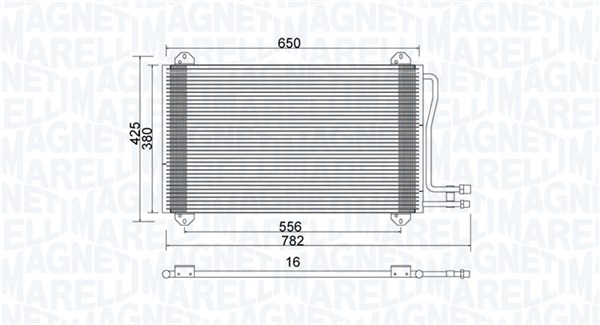 350203913000, Condenser, air conditioning, MAGNETI MARELLI, A9015000454, A9015000554, 0806.2074, 30005219, 35811, 40192, 816891, 8FC351037-161, 94225, DCN17055, MS5219