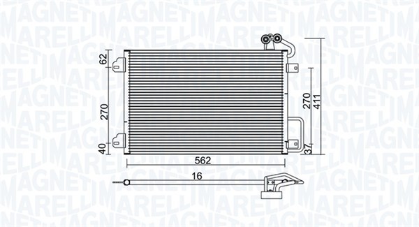 350203938000, Condenser, air conditioning, MAGNETI MARELLI, 7700434383, 7702233492, 0809.3032, 1.30.0457.P, 35340, 43005273, 53404, 817509, 8FC351300-511, 94572, AC304000P, DCN23013, RTA5273, AC304000S