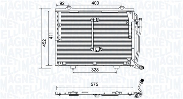 Condenser, air conditioning - 350203948000 MAGNETI MARELLI - A2028300770, A2028301170, 08062039
