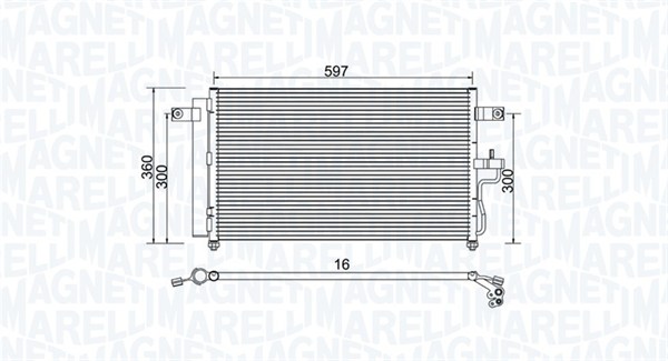 350203955000, Condenser, air conditioning, MAGNETI MARELLI, 97606-25500, 0828.3017, 35427, 43003, 814332, 82005082, 8FC351302-311, 94453, DCN41001, HY5082D