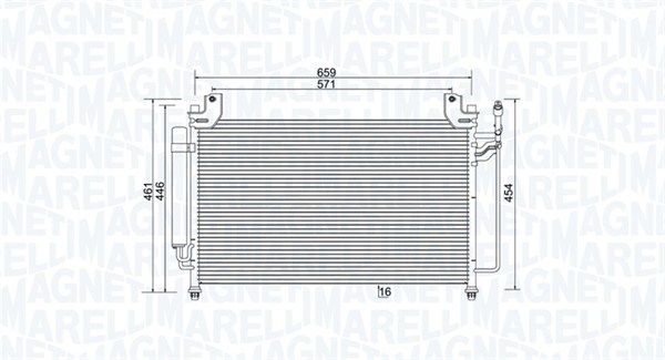 350203990000, Condenser, air conditioning, MAGNETI MARELLI, EGY1-61-48ZB, EGY1-61-48ZC, EH44-61-480, EH44-61-480A, EHY4-61-48Z, 0825.3019, 27005240, 35881, 40246, 814235, 8FC351310-701, 940049, DCN44013, MZA5240D