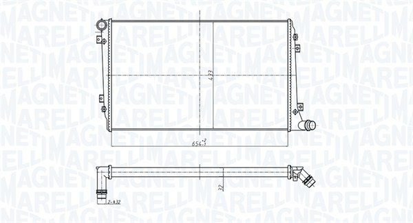 350213167300, Chladič, chlazení motoru, Chladič, MAGNETI MARELLI, 1K0121251AL, 1K0121251AN, 1K0121251BL, 1K0121251DP, 1K0121251EJ, 3C0121253AK, 3C0121253R, 0110.3135, 131.078, 53814A, 58002224, 65291A, 701664, 8MK376765-121, CR1395000S, DRM32037, VN2224