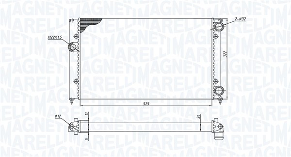 350213187600, Kühler, Motorkühlung, MAGNETI MARELLI, 1H0121253R, 1H0121253S, 0110.3013, 131.046, 1.40.15137.534, 529501, 58002099, 651941, 730505, 8MK376713-764, CR366000S, DRM32006, VN2099