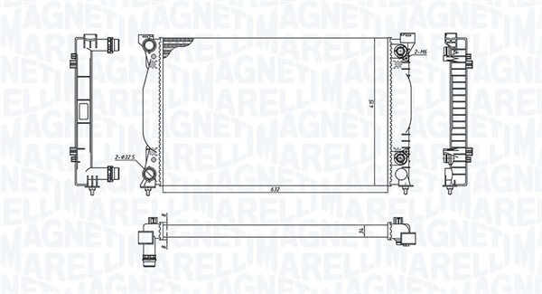 350213196600, Radiator, engine cooling, MAGNETI MARELLI, 8E0121251AQ, 8E0121251B, 8E0121251L, 0110.3122, 03002202, 102.098, 50543, 60305A, 734269, 8MK376717-231, AI2202, CR484000S, 102.098/A