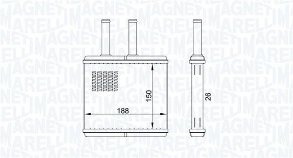350218437000, Wärmetauscher, Innenraumheizung, MAGNETI MARELLI, 96539642, 96650492, 96887038, 0631.3008, 08006042, 1.18.11725, 54269, 76504, 812442, 8FH351315-751, 93087, AH206000P, CTA6042