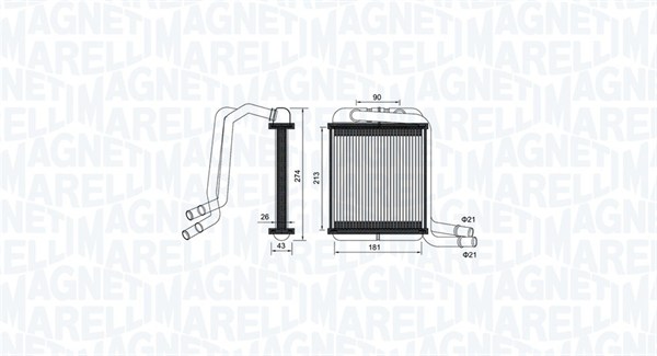 Heat Exchanger, interior heating - 350218458000 MAGNETI MARELLI - 7H1819031, 54352, 58006378