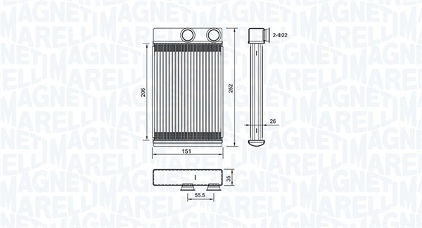 Heat Exchanger, interior heating - 350218478000 MAGNETI MARELLI - 13263329, 1843527, 13406298