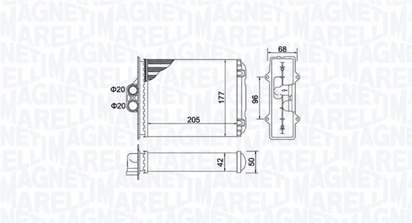 350218482000, Wärmetauscher, Innenraumheizung, MAGNETI MARELLI, 05045836, 1618049, 1618110, 90512200, 0607.3005, 1.18.12435, 37006217, 58255, 72657, 812118, 8FH351331-384, 93627, AH216000S, OL6217