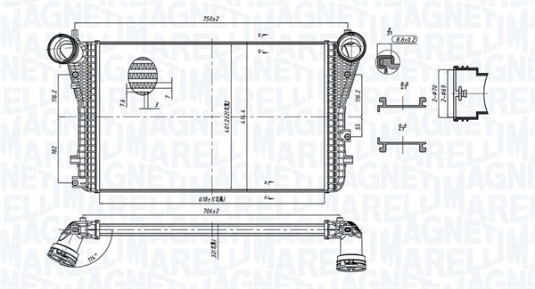 351319204040, Chladič turba, Chladič turba, MAGNETI MARELLI, 1K0145805E, 3C0145805F, 3C0145805R, 0710.3028, 1.61.1752.4G, 30454, 58004227, 702.040, 818795, 8ML376746-061, 96610, CI161000P, VNA4227