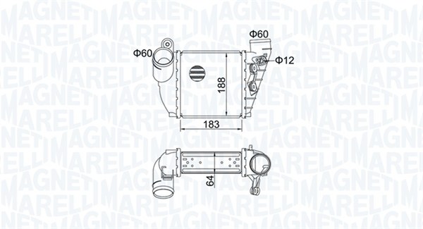 351319204740, Chladič turba, Chladič turba, MAGNETI MARELLI, 1J0145803A, 1J0145803F, 1J0145803G, 1J0145803S, 1J0145803T, 0710.3126, 1.61.1590.4G, 30935, 58014200, 731.005, 817457, 8ML376700-701, 96488, CI22000P, VNA4200