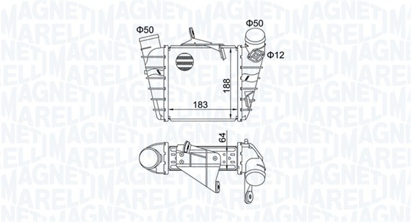 351319204750, Chladič turba, Chladič turba, MAGNETI MARELLI, 6Q0145804A, 6Q0145805A, 0710.3018, 1.61.2020.4G, 30842, 58004213, 702.032, 817556, 8ML376760-581, 96770, CI298000P, VNA4213
