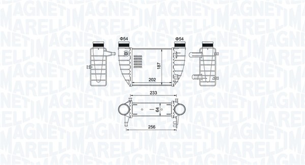 351319204850, Chladič turba, Chladič turba, MAGNETI MARELLI, 8E0145806M, 8E0145806Q, 03004345, 0710.3053, 30252, 702.078, 818325, 8ML376899-051, 96426, AIA4345, CI486000S